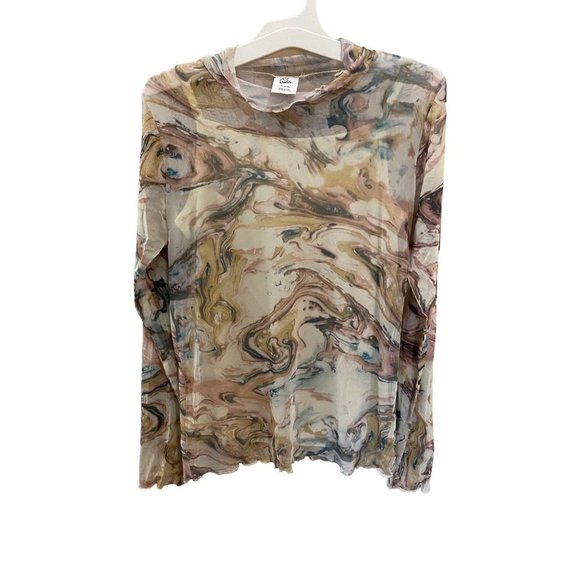 NWT Art Class Girl XL 14-16 Brown Pink Blue Marble Layered Sheer Top Under Tank - Picture 1 of 7